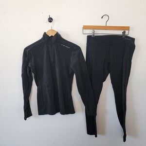 Hot Chillys Womens Medium Base Quarter Zip Sweater Leggings Made in USA